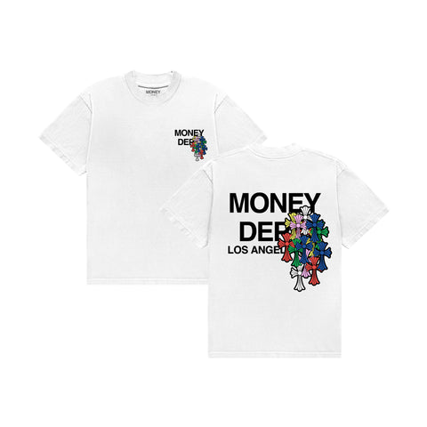 Money Dept. Colorful Crosses White T-Shirt